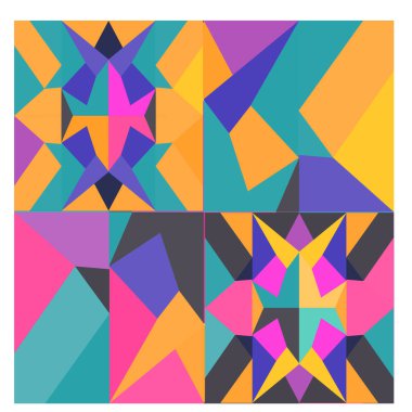 Kaynak için vektör renkli geometrik ve eğri arkaplan deseni