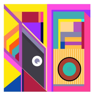 Kaynak için vektör renkli geometrik ve eğri arkaplan deseni