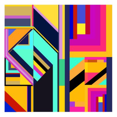 Kaynak için vektör renkli geometrik ve eğri arkaplan deseni