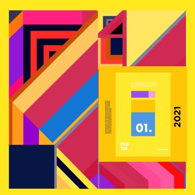 Poster ve afiş tasarım şablonu için vektör geometrik renkli desen