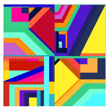 Kaynak için vektör renkli geometrik ve eğri arkaplan deseni