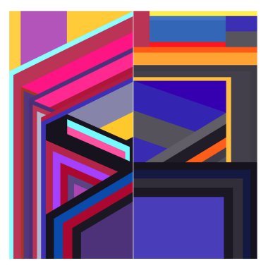 Kaynak için vektör renkli geometrik ve eğri arkaplan deseni