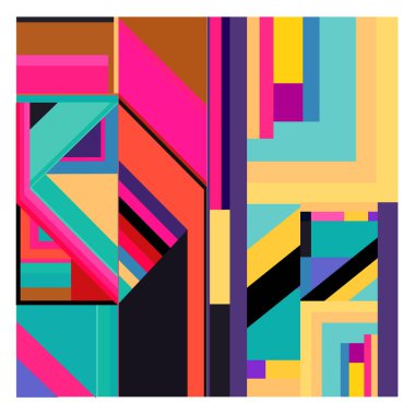 Kaynak için vektör renkli geometrik ve eğri arkaplan deseni