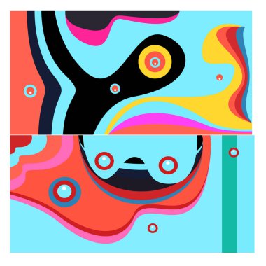 Kaynak için vektör renkli geometrik ve eğri arkaplan deseni