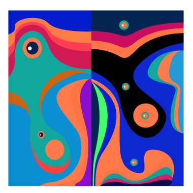 Kaynak için vektör renkli geometrik ve eğri arkaplan deseni