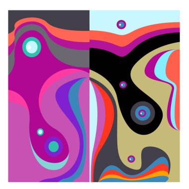 Kaynak için vektör renkli geometrik ve eğri arkaplan deseni