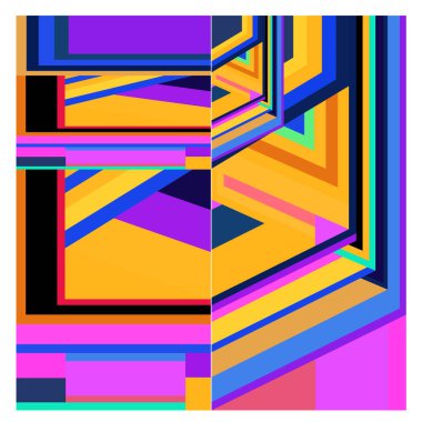 Kaynak için vektör renkli geometrik ve eğri arkaplan deseni