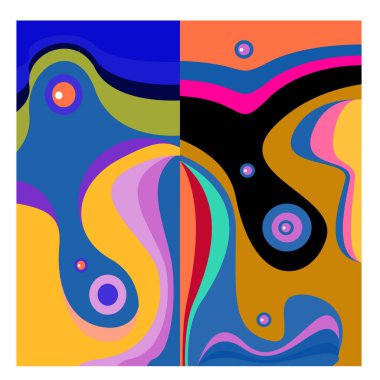 Kaynak için vektör renkli geometrik ve eğri arkaplan deseni