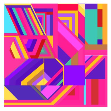 Kaynak için vektör renkli geometrik ve eğri arkaplan deseni