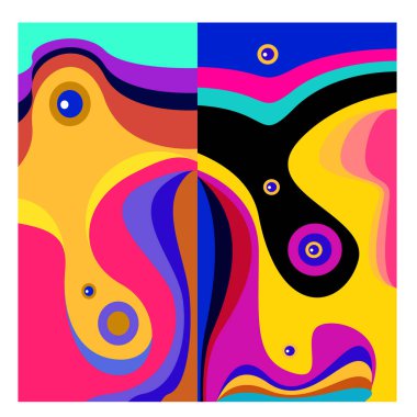 Kaynak için vektör renkli geometrik ve eğri arkaplan deseni