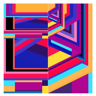 Kaynak için vektör renkli geometrik ve eğri arkaplan deseni