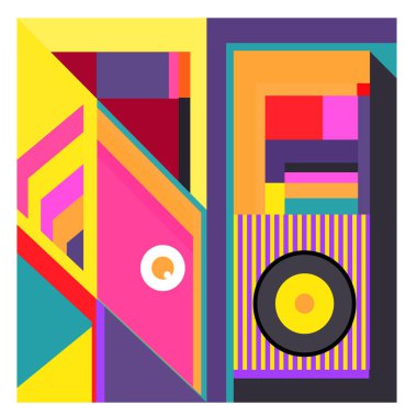 Kaynak için vektör renkli geometrik ve eğri arkaplan deseni