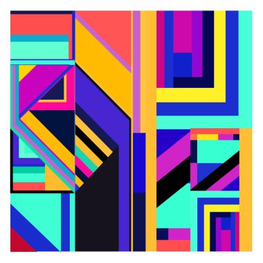 Kaynak için vektör renkli geometrik ve eğri arkaplan deseni