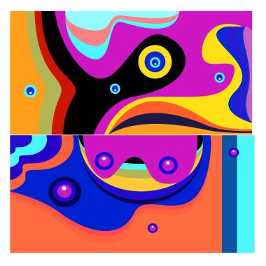 Kaynak için vektör renkli geometrik ve eğri arkaplan deseni