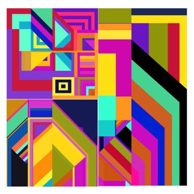 Kaynak için vektör renkli geometrik ve eğri arkaplan deseni