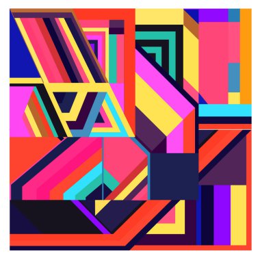 Kaynak için vektör renkli geometrik ve eğri arkaplan deseni