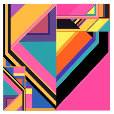 Kaynak için vektör renkli geometrik ve eğri arkaplan deseni