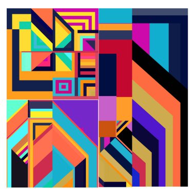 Kaynak için vektör renkli geometrik ve eğri arkaplan deseni