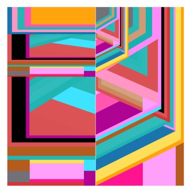 Kaynak için vektör renkli geometrik ve eğri arkaplan deseni