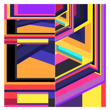 Kaynak için vektör renkli geometrik ve eğri arkaplan deseni