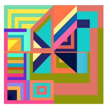 Kaynak için vektör renkli geometrik ve eğri arkaplan deseni