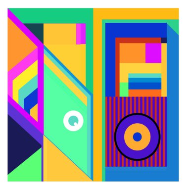 Kaynak için vektör renkli geometrik ve eğri arkaplan deseni