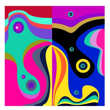 Kaynak için vektör renkli geometrik ve eğri arkaplan deseni