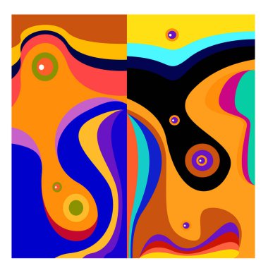 Kaynak için vektör renkli geometrik ve eğri arkaplan deseni