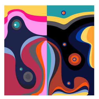 Kaynak için vektör renkli geometrik ve eğri arkaplan deseni