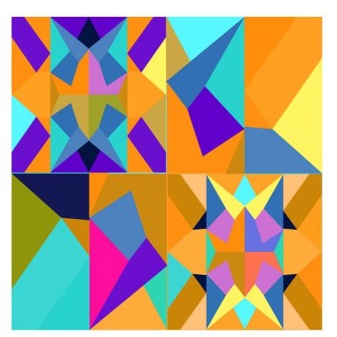 Kaynak için vektör renkli geometrik ve eğri arkaplan deseni