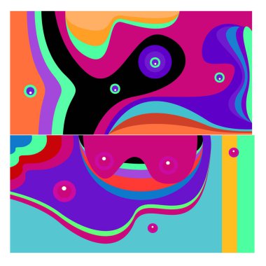 Kaynak için vektör renkli geometrik ve eğri arkaplan deseni