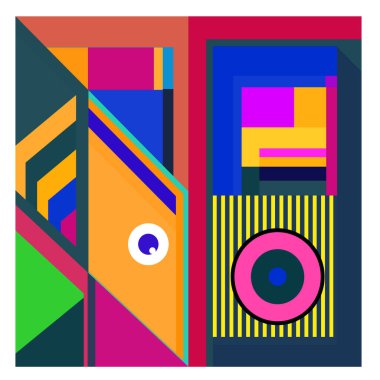 Kaynak için vektör renkli geometrik ve eğri arkaplan deseni