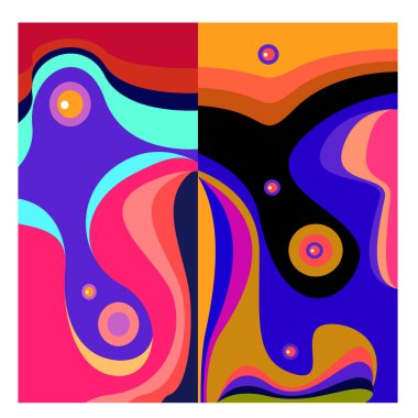 Kaynak için vektör renkli geometrik ve eğri arkaplan deseni