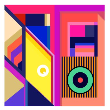 Kaynak için vektör renkli geometrik ve eğri arkaplan deseni