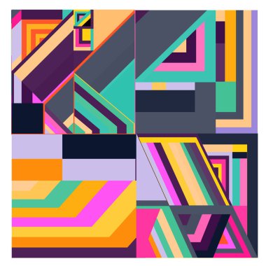 Kaynak için vektör renkli geometrik ve eğri arkaplan deseni