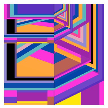 Kaynak için vektör renkli geometrik ve eğri arkaplan deseni