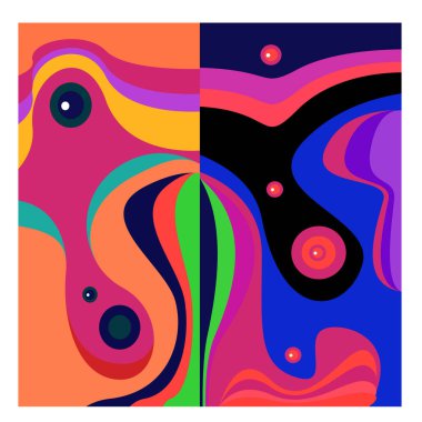 Kaynak için vektör renkli geometrik ve eğri arkaplan deseni