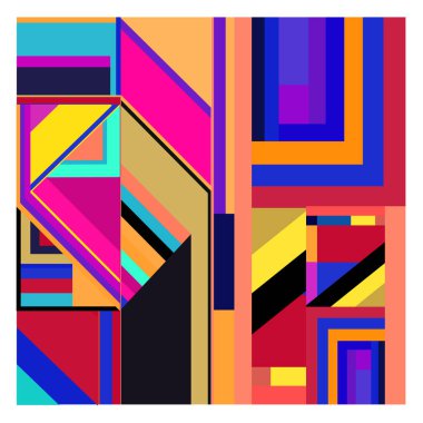 Kaynak için vektör renkli geometrik ve eğri arkaplan deseni