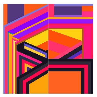 Kaynak için vektör renkli geometrik ve eğri arkaplan deseni