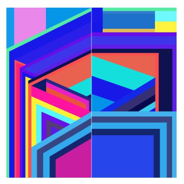 Kaynak için vektör renkli geometrik ve eğri arkaplan deseni