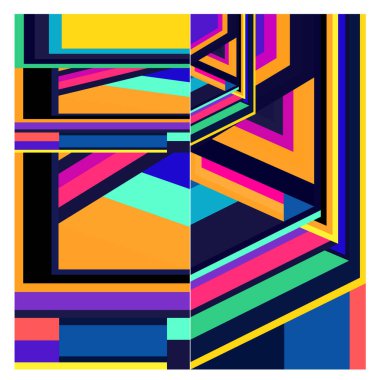 Kaynak için vektör renkli geometrik ve eğri arkaplan deseni