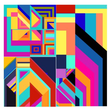 Kaynak için vektör renkli geometrik ve eğri arkaplan deseni