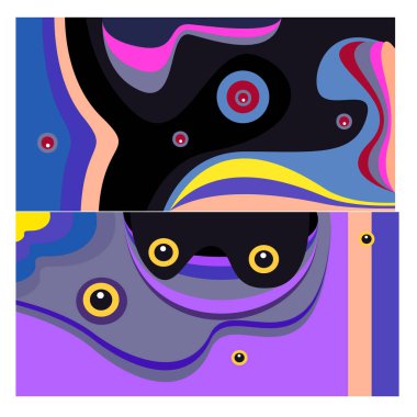 Kaynak için vektör renkli geometrik ve eğri arkaplan deseni