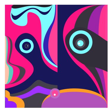 Kaynak için vektör renkli geometrik ve eğri arkaplan deseni