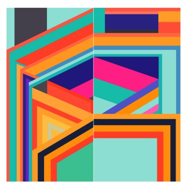 Kaynak için vektör renkli geometrik ve eğri arkaplan deseni