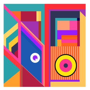 Kaynak için vektör renkli geometrik ve eğri arkaplan deseni