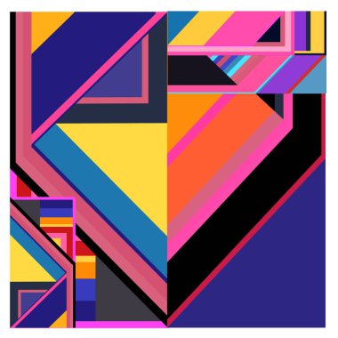 Kaynak için vektör renkli geometrik ve eğri arkaplan deseni