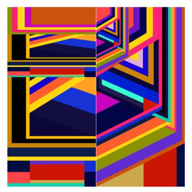 Kaynak için vektör renkli geometrik ve eğri arkaplan deseni