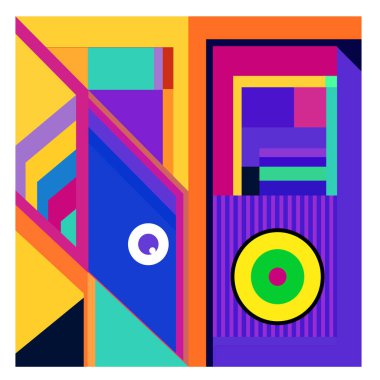 Kaynak için vektör renkli geometrik ve eğri arkaplan deseni