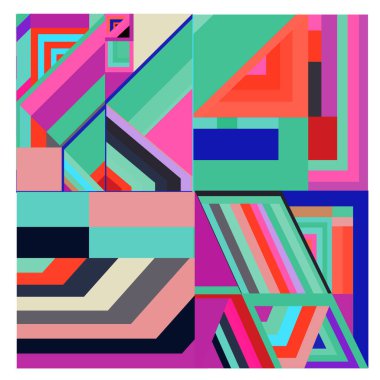 Kaynak için vektör renkli geometrik ve eğri arkaplan deseni